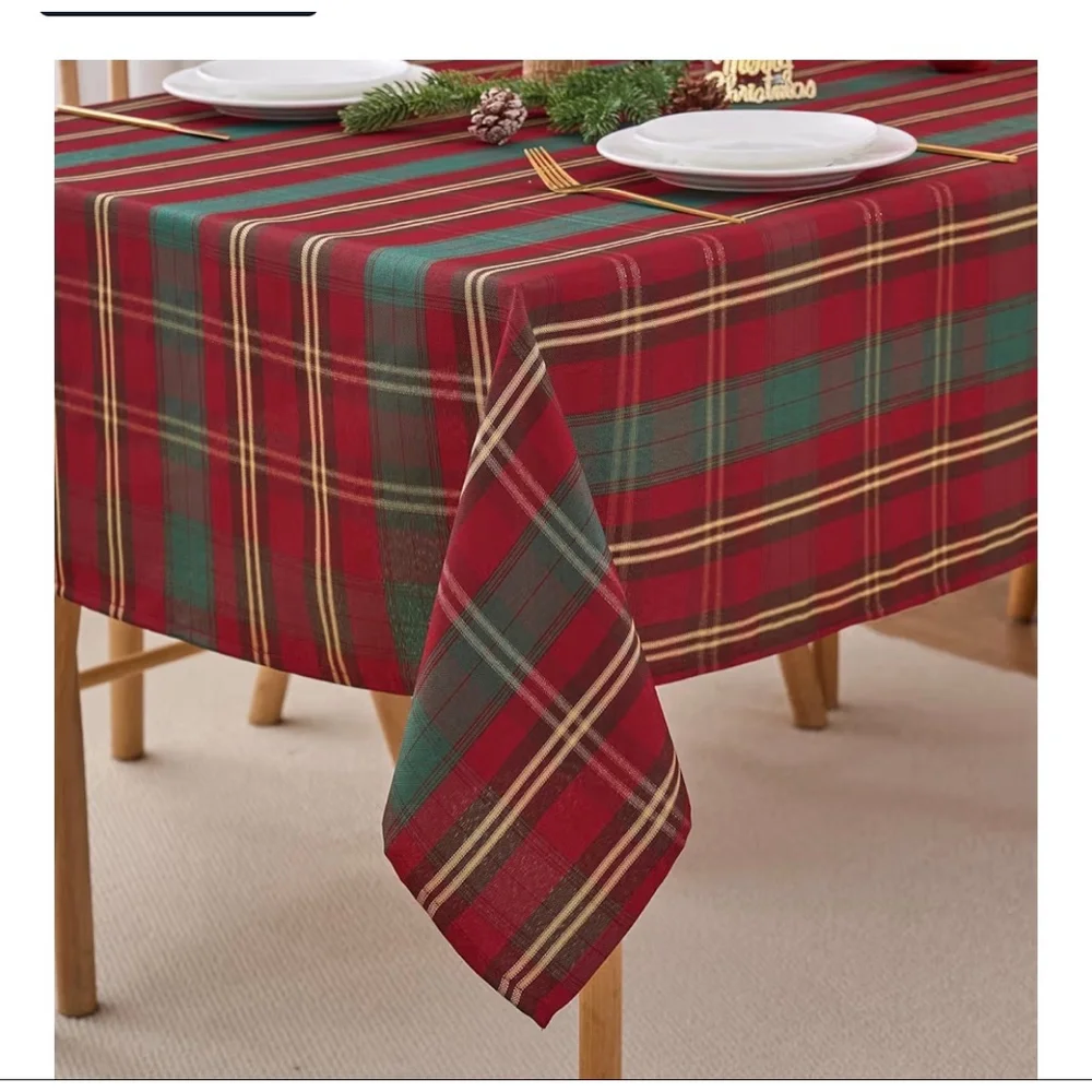 NEW Christmas Tablecloth 52x70” Rectangle waterproof Red Green